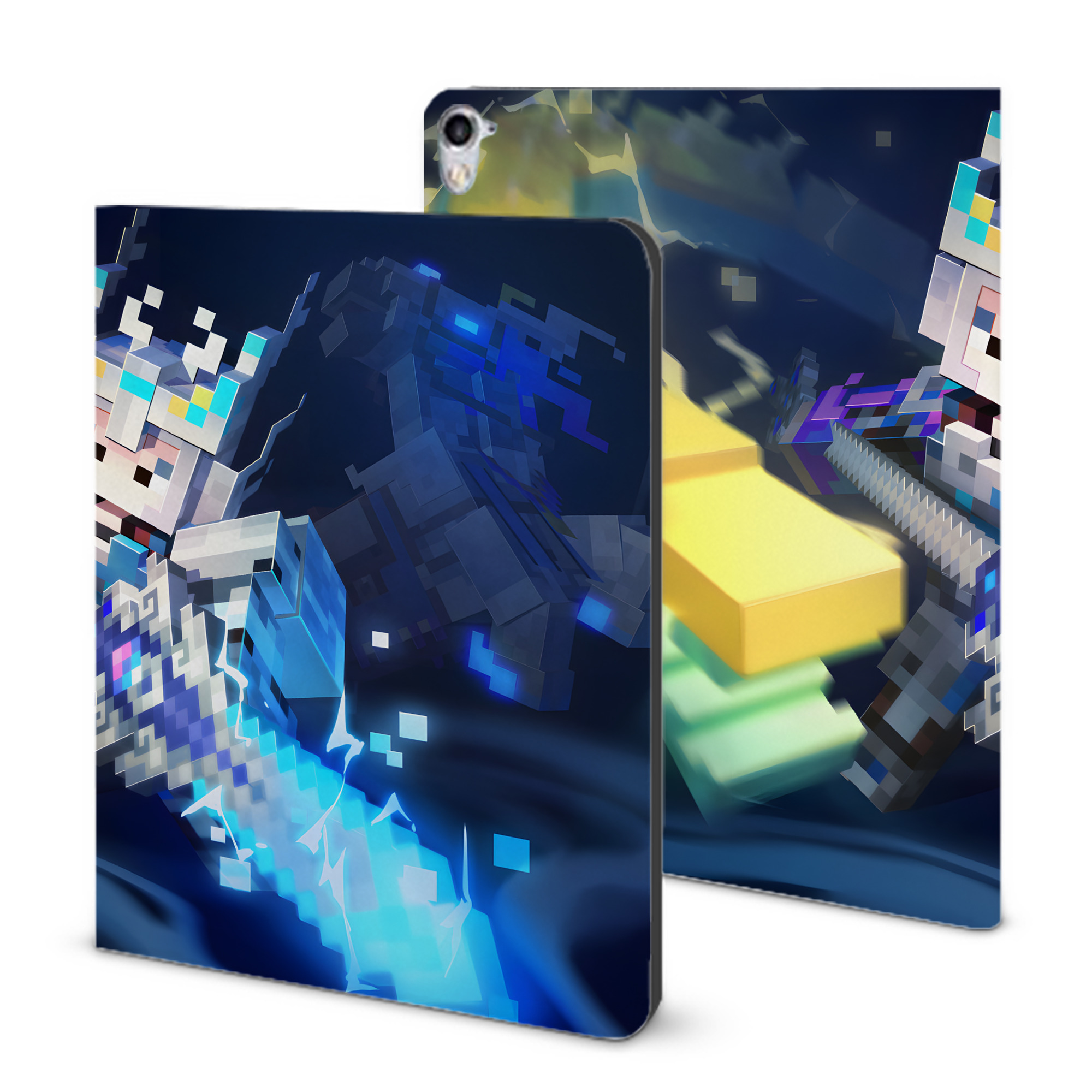 （画像用） マインクラフト ブロックの世界 Minecraft MC Block world IPad ケース ブック型 PUレザー TPU 耐衝撃 軽量 薄型 ペン収納なし 全面保護 IPad 各モデル対応